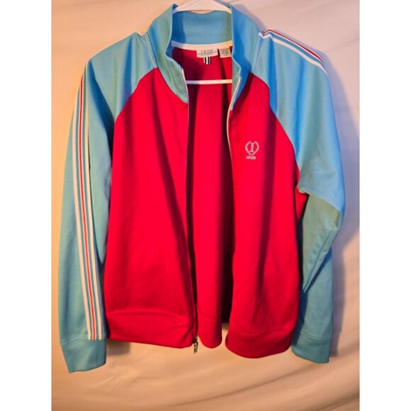 Izod Vintage 90s Style Track Suit Womens Pants Jacket Size Large L Zips Red Blue - Picture 3 of 6